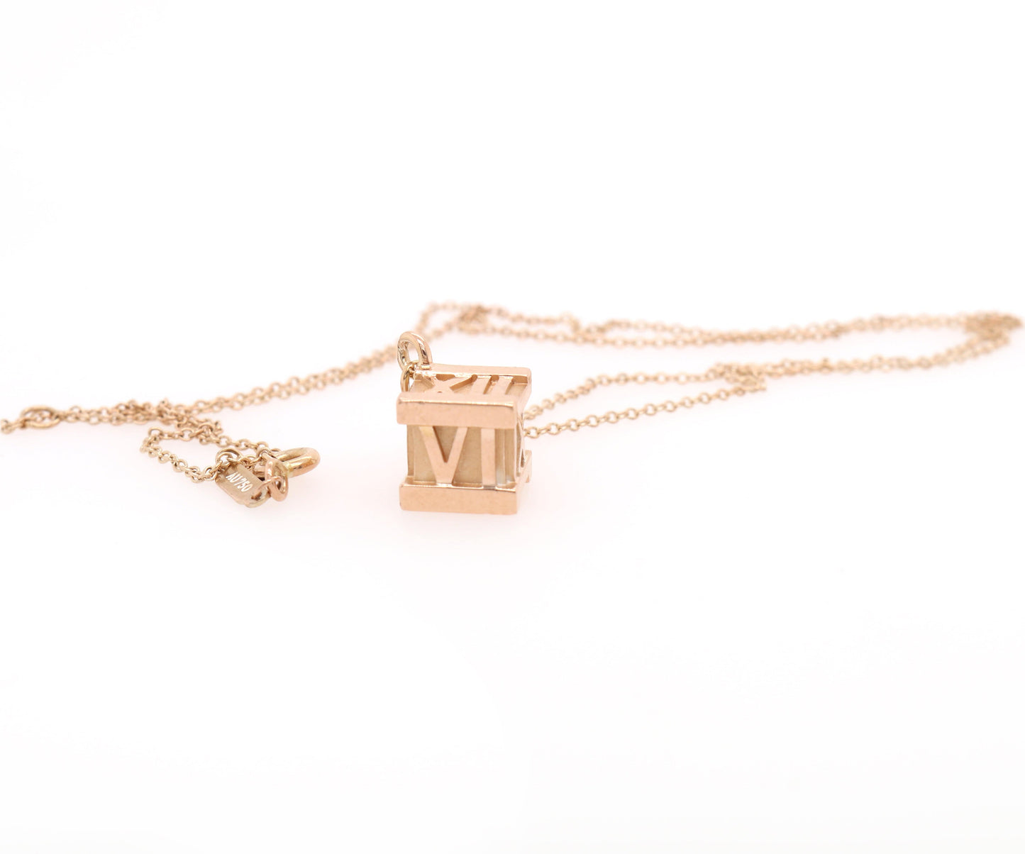 Tiffany & Co. Atlas Cube Pendant Necklace in 18K