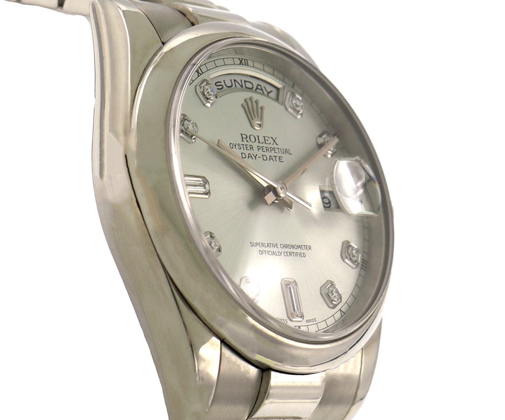 2000 Rolex Day-Date Presidential 118206 36MM Rhodium Diamond Dial Platinum Watch