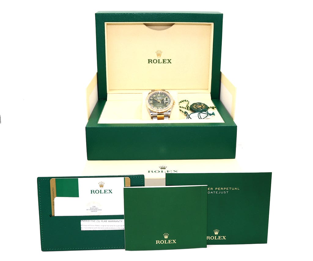 2019 Rolex Datejust 126283 36MM Diamond Bezel and Olive Green Dial Watch