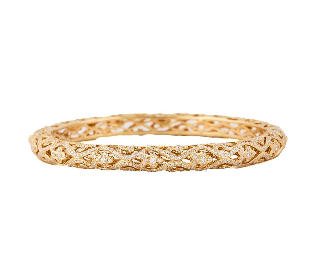 1.50tw Diamond Filigree Bangle Bracelet in 18K