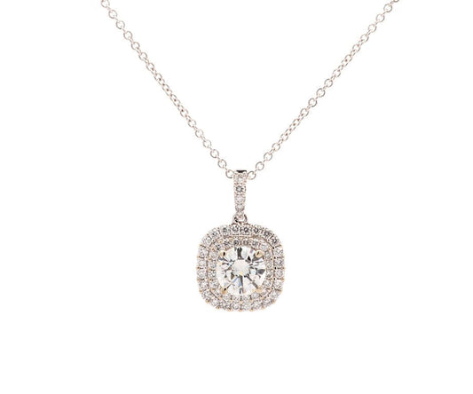 1.65ctw Round Diamond Double Frame Pendant Necklace in 14K