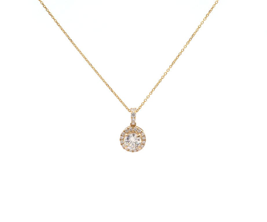 0.52ctw Round Diamond Halo Pendant Necklace in 14K