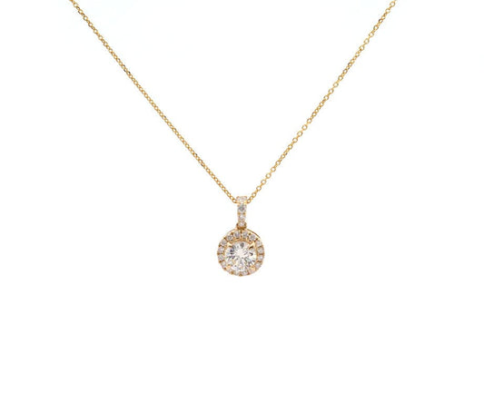 0.52ctw Round Diamond Halo Pendant Necklace in 14K