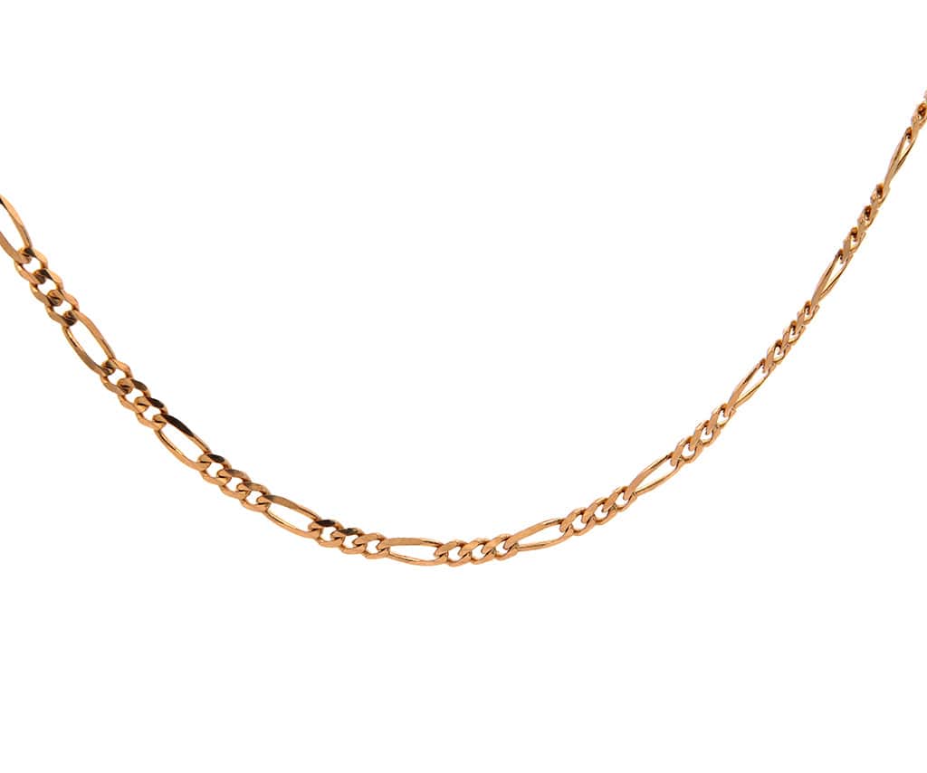 3.0MM Polished Figaro Link Chain Necklace in 14K