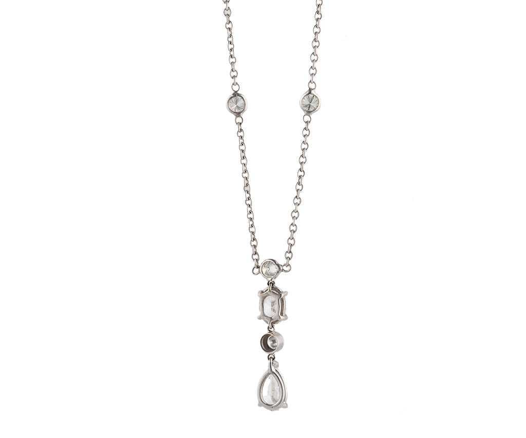 2.50ctw Oval Pear and Round Diamond Station Pendant Necklace in 18K