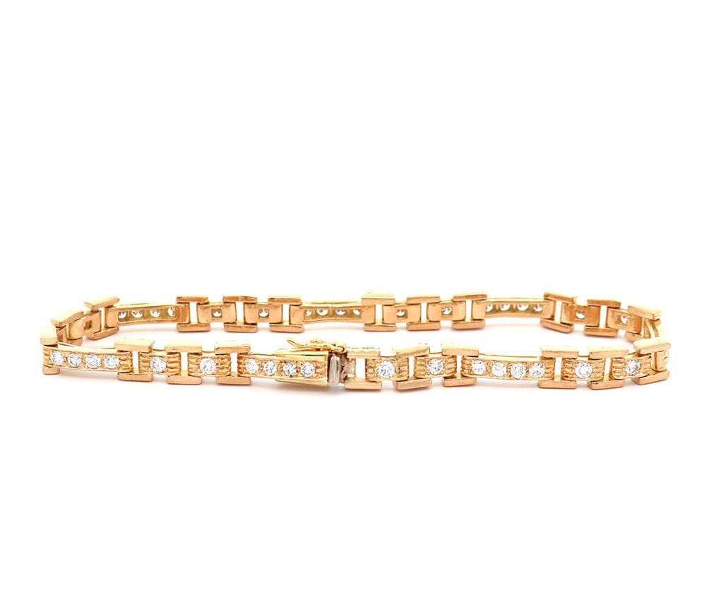 1.68ctw Diamond Bar Station Link Bracelet in 18K