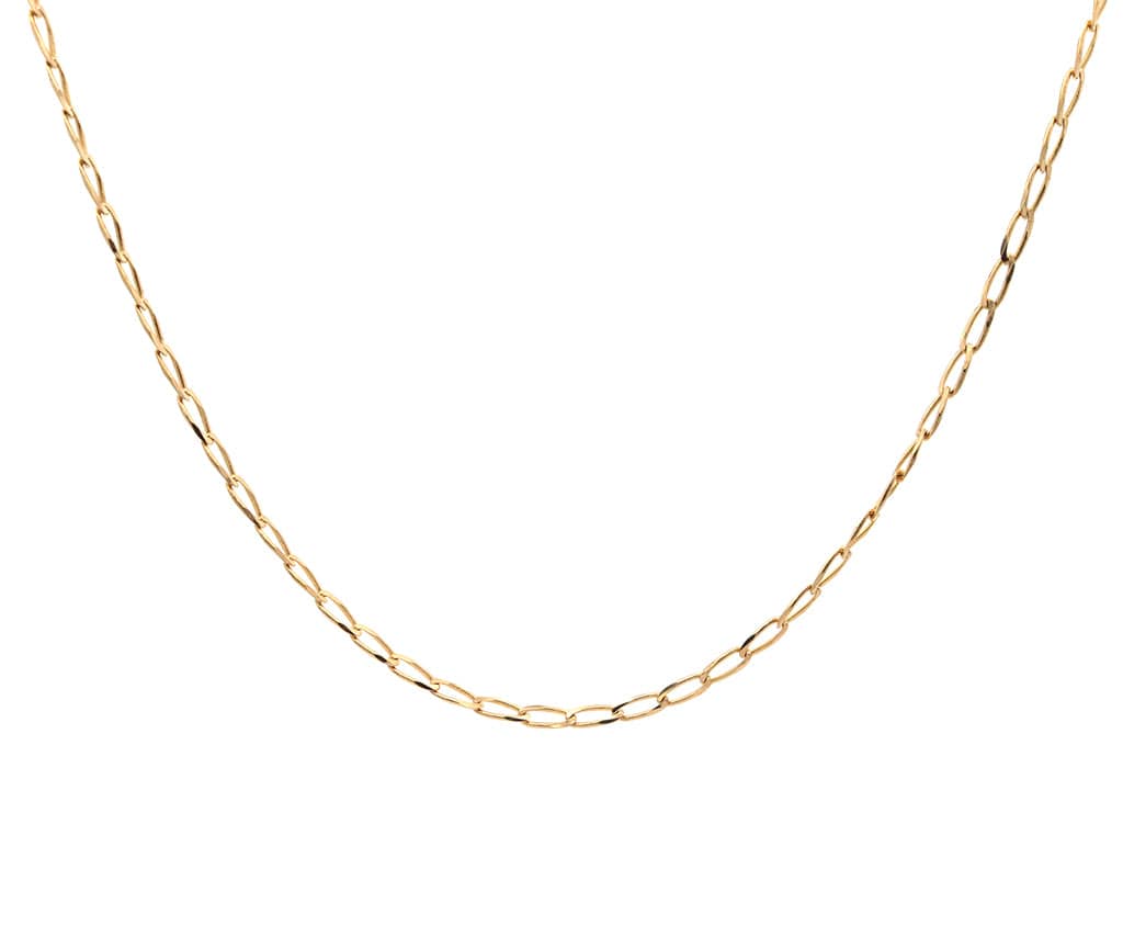 3.0MM Polished Elongated Curb Link Chain Necklace in 14K