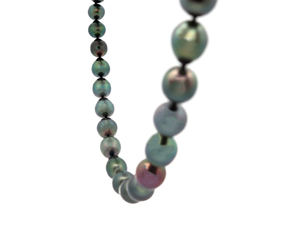 8.5 – 11.0MM Tahitian Baroque Pearl Graduated Strand Necklace in 14K