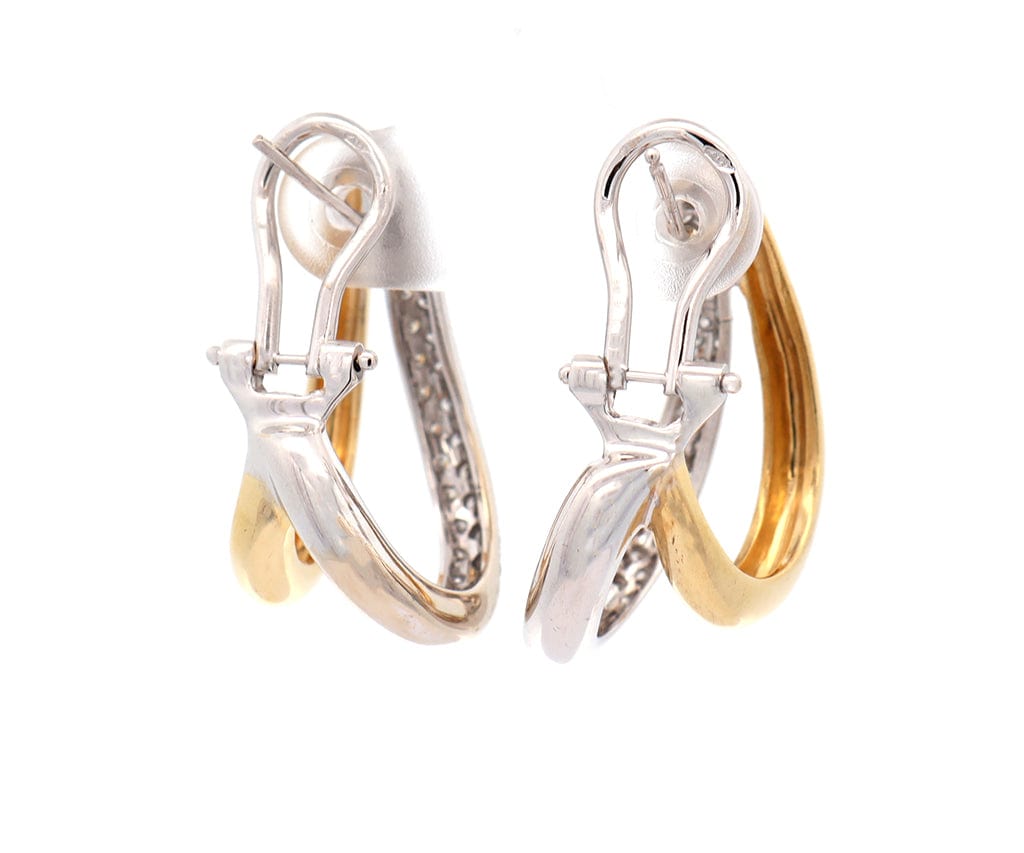 1.00ctw Pave Diamond Two Tone Loop Earrings in 18K