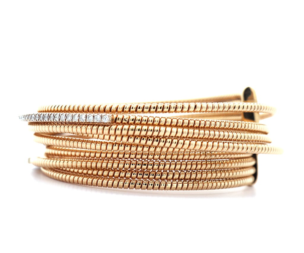 1.50ctw Diamond Bar Flexible Wrap Bangle Bracelet in 14K