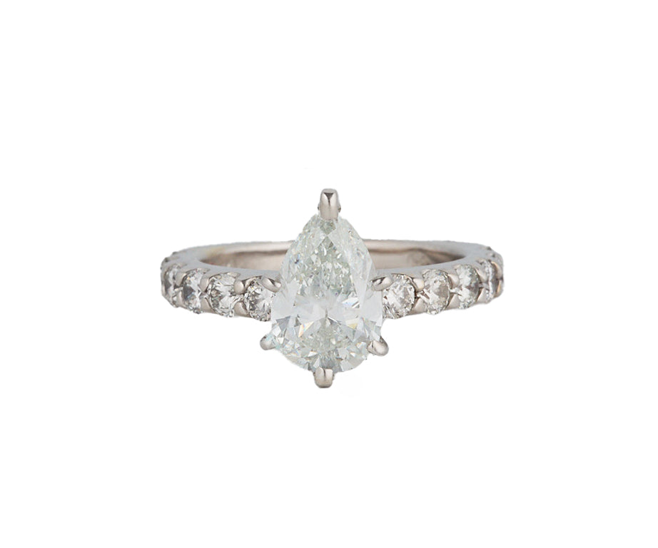 2.14ctw Pear and Round Diamond Straight Engagement Ring in 14K