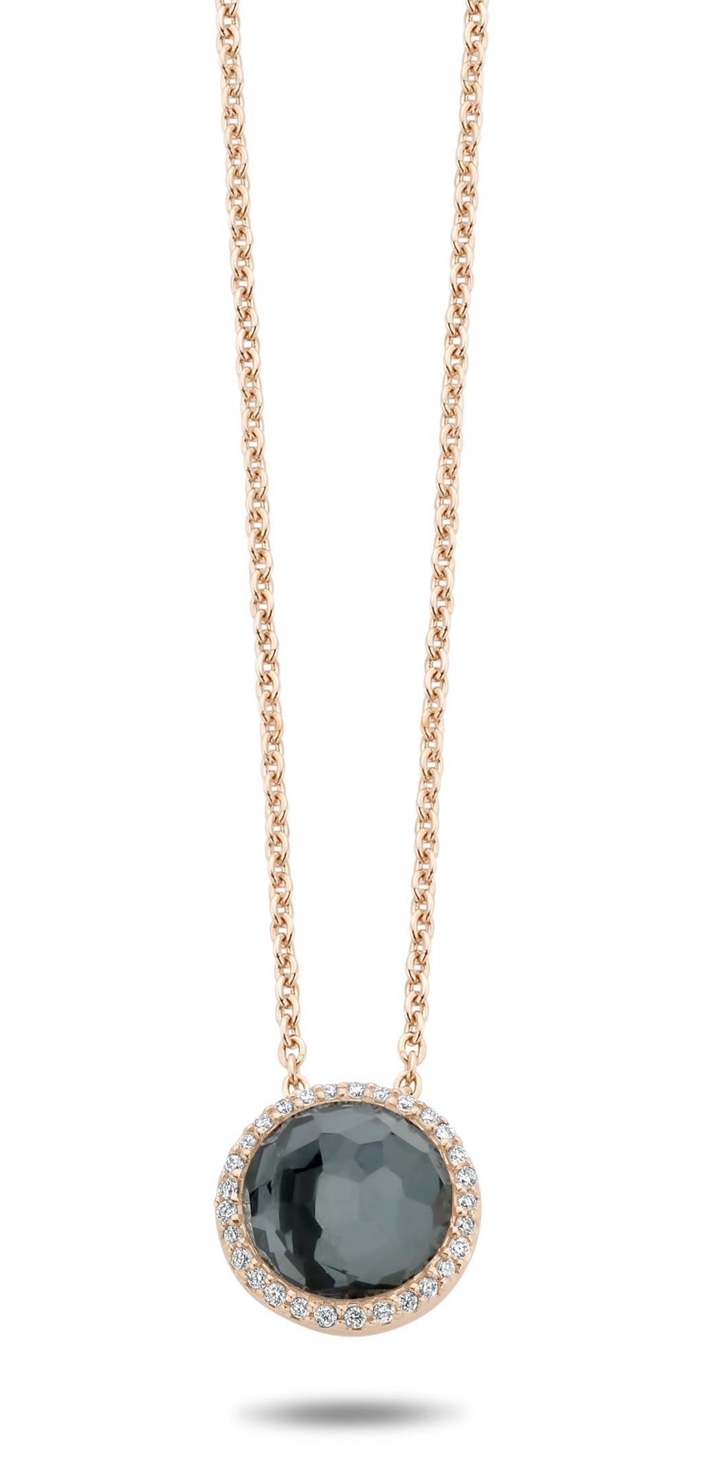 Tirisi18K Rose Gold Hematite and Diamond  Pendant