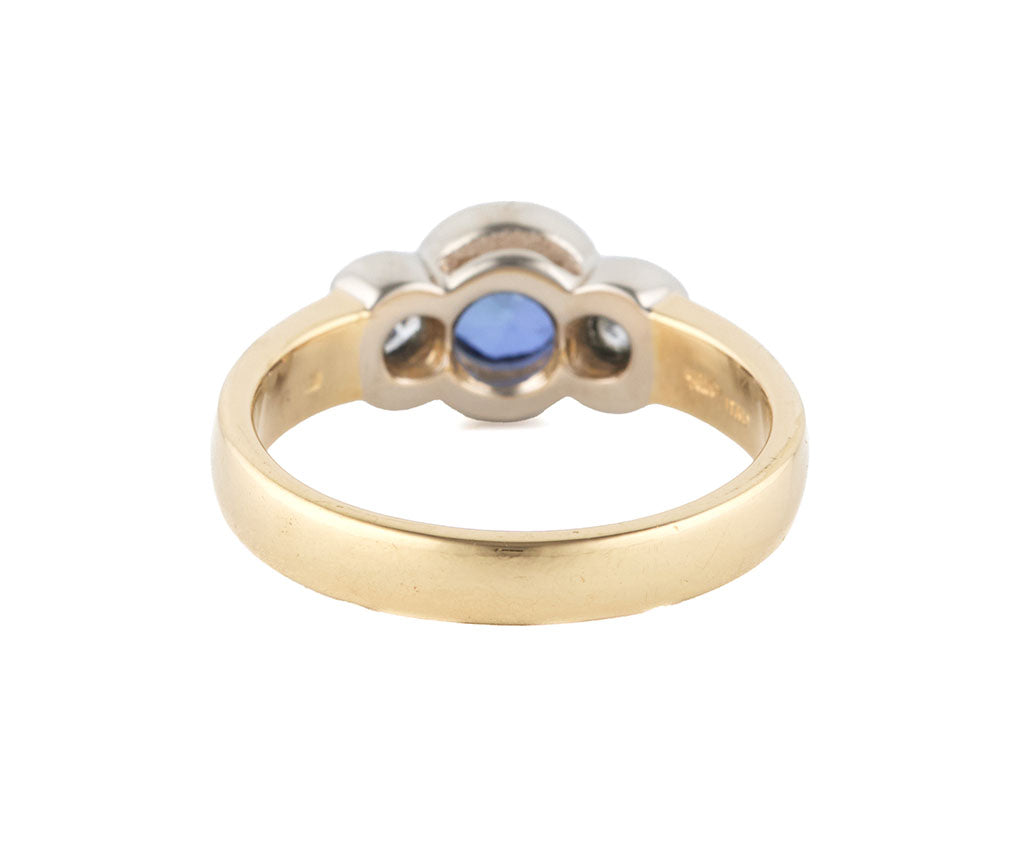 0.80ct Sapphire and 0.70ctw Diamond Three Stone Ring in 18K