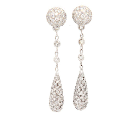 2.00ctw Pave Diamond Dome Style Dangle Earrings in 18K