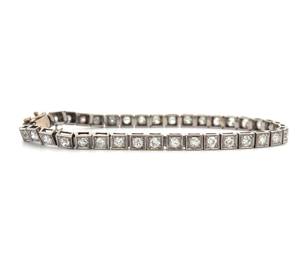 Vintage 2.65ctw Diamond Milgrain Tennis Bracelet in 14K