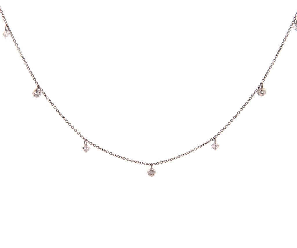 0.76ctw Princess and Round Cut Floating Station Necklace in 14K