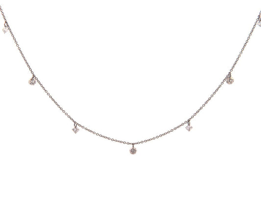 0.76ctw Princess and Round Cut Floating Station Necklace in 14K