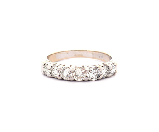 1.00ctw Round Diamond Seven Stone Wedding Band Ring in 14K