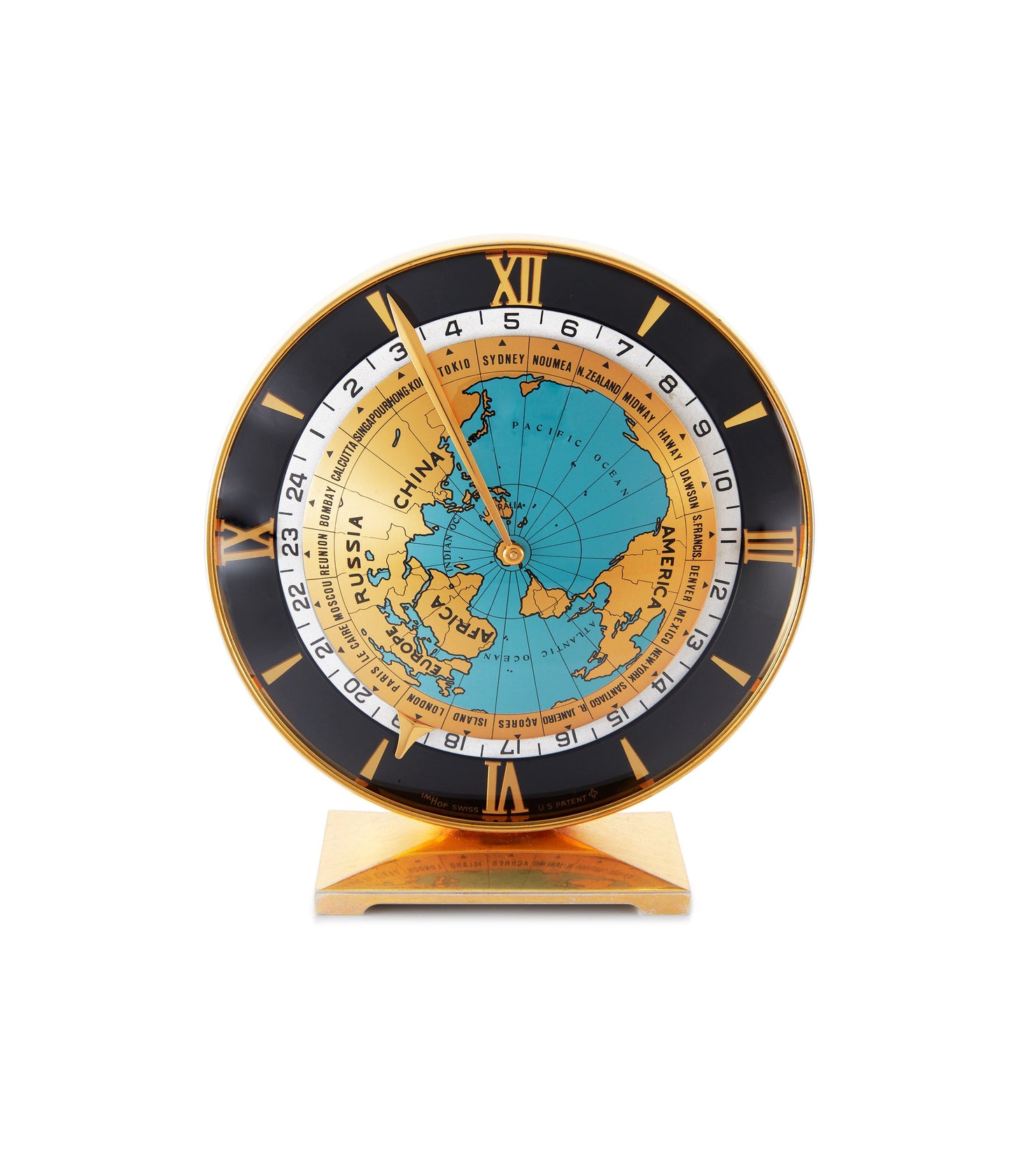 World Time GMT Clock | Black & Brass