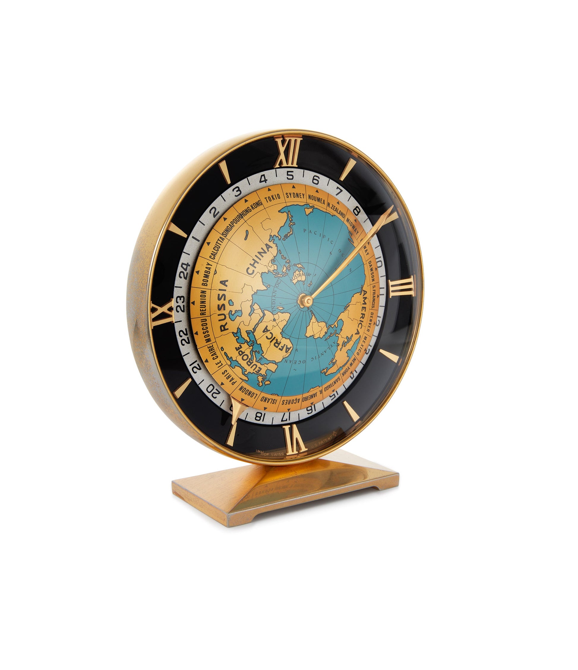 World Time GMT Clock | Black & Brass