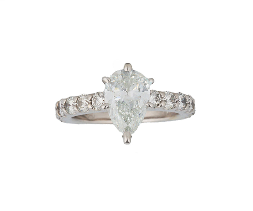 2.14ctw Pear and Round Diamond Straight Engagement Ring in 14K