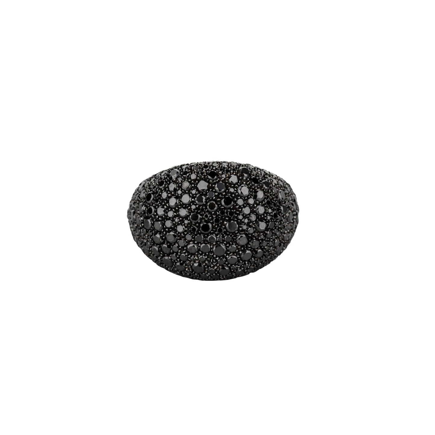 18K White Gold Black Diamond Pave Dome Ring