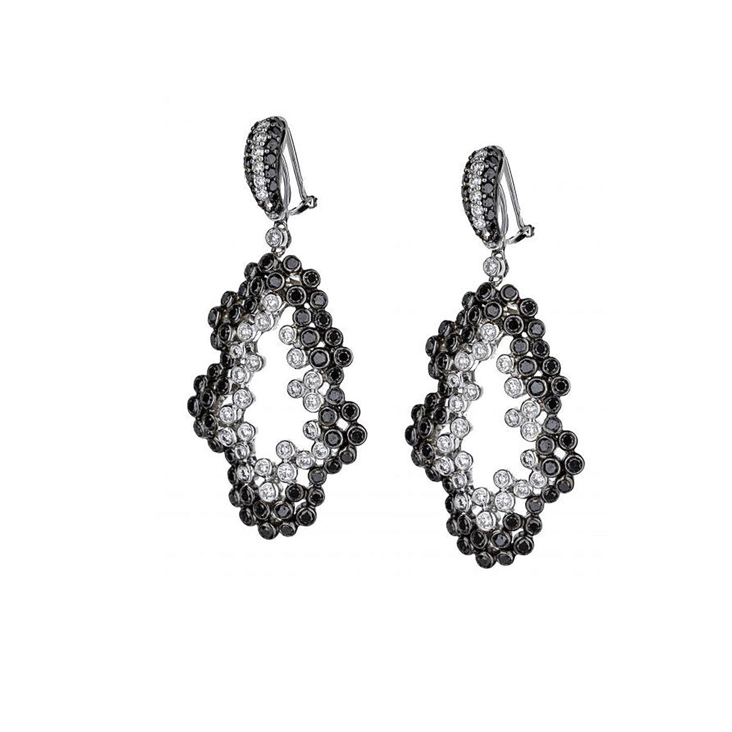 18K White Gold Black & White Diamond Cosmos Earrings