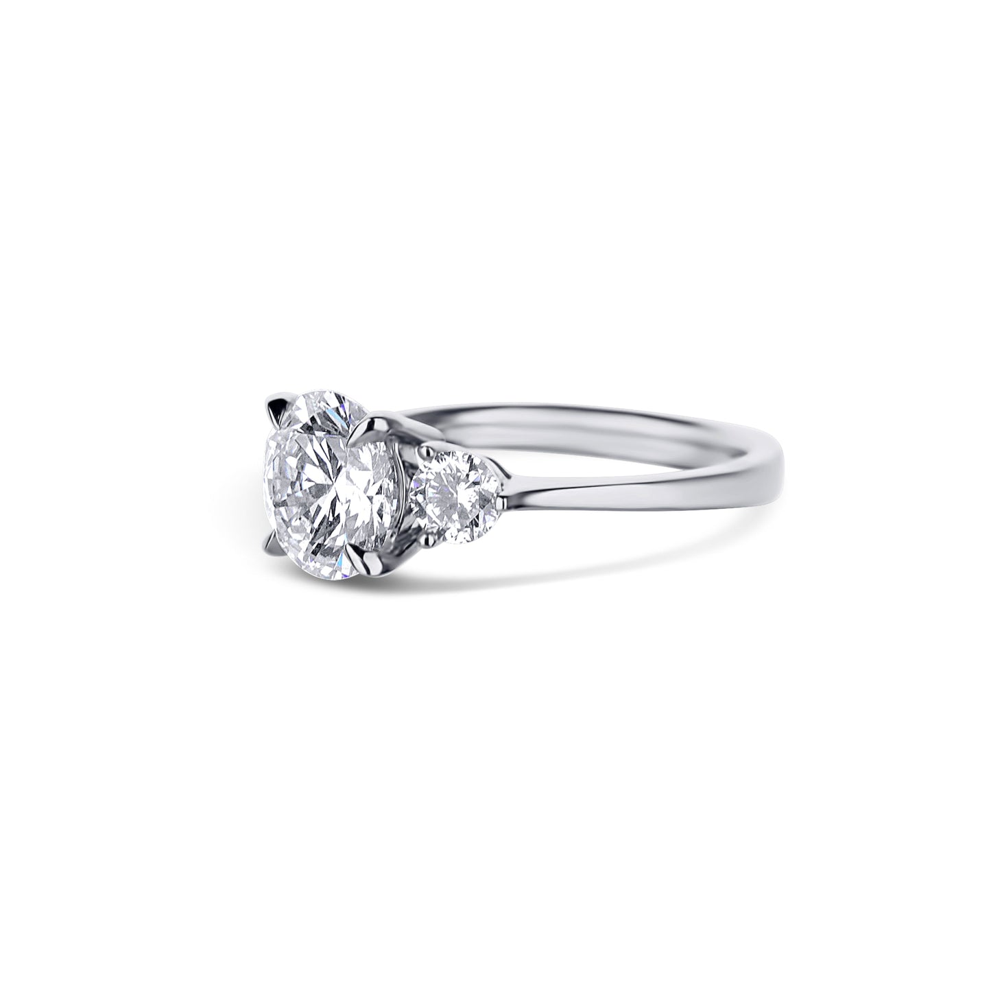 2 Carat Triple Excellent Round Engagement Ring With Ravishing Round Sidestones