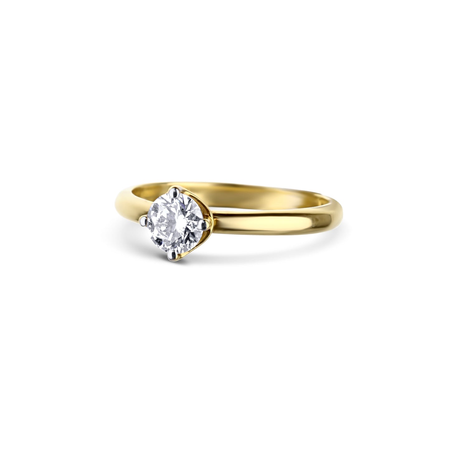 18K Yellow Gold Solitaire Diamond Engagement Ring Gia & Igi Graded