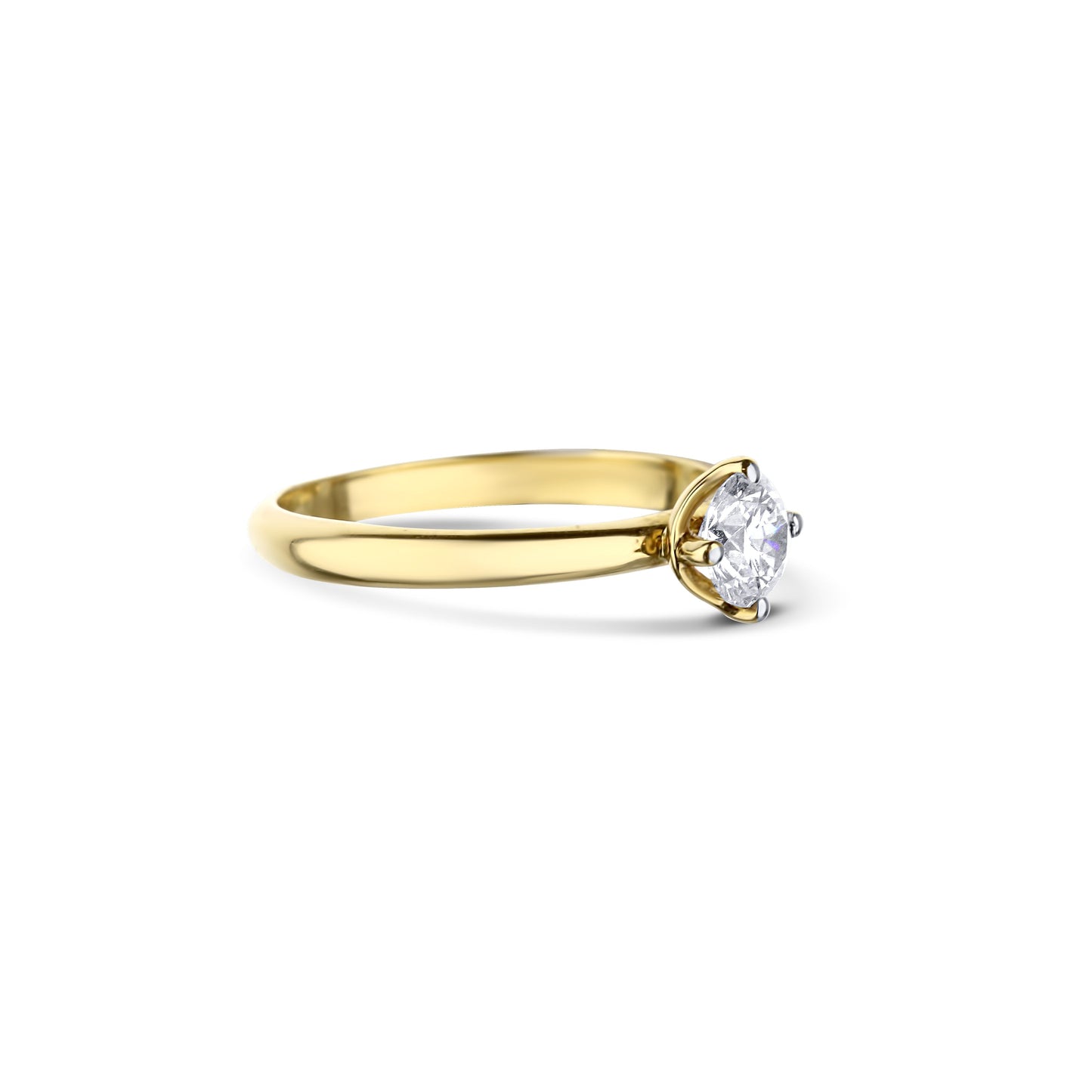 18K Yellow Gold Solitaire Diamond Engagement Ring Gia & Igi Graded