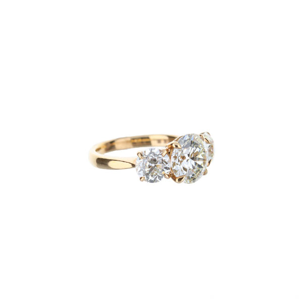 18K Rose Gold Three Stone Round Diamond Engagement Ring