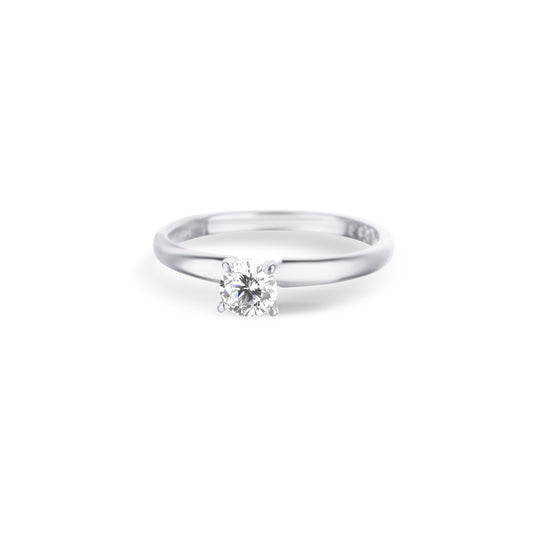 14K White Gold Diamond Solitaire Engagement Ring