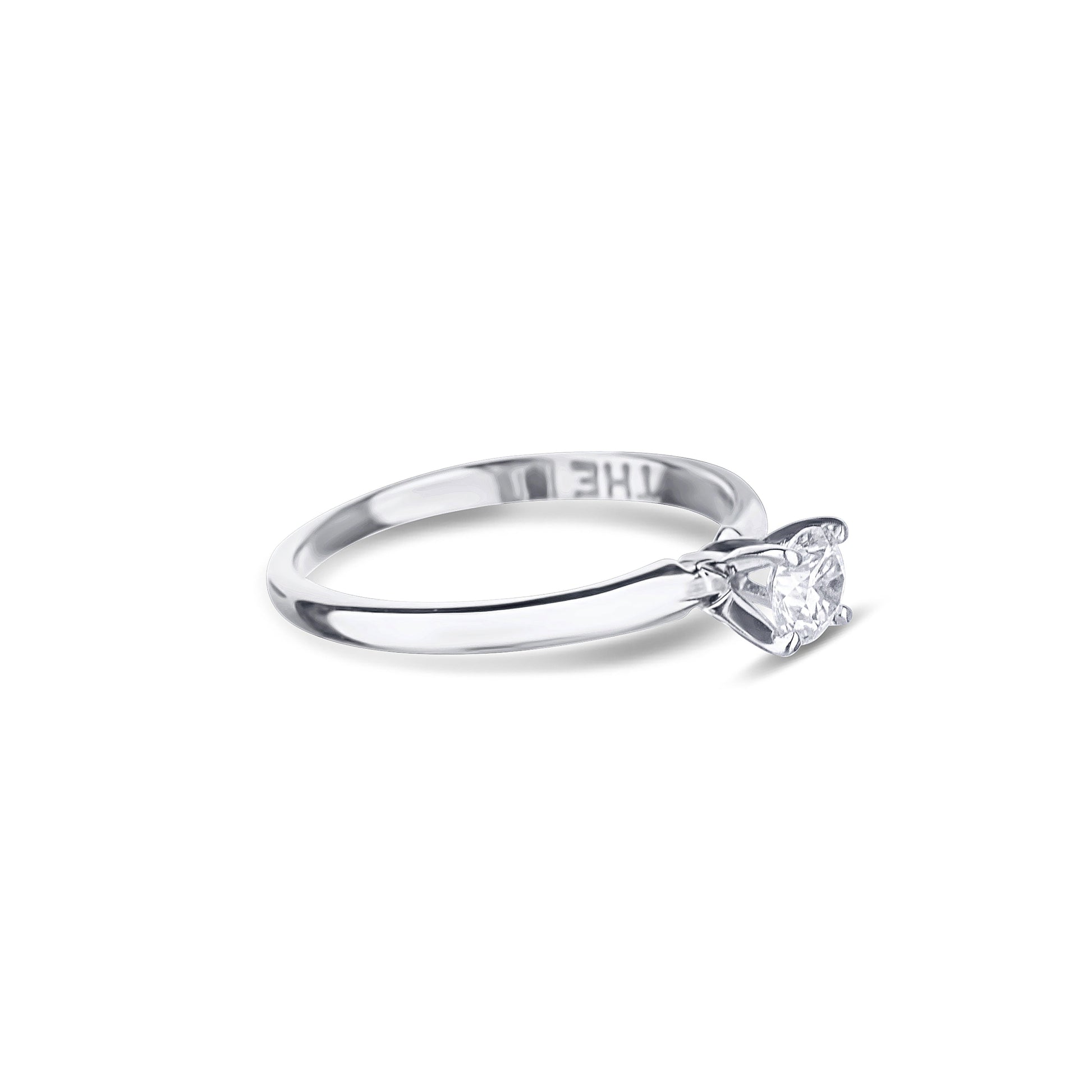 14K White Gold Diamond Solitaire Engagement Ring