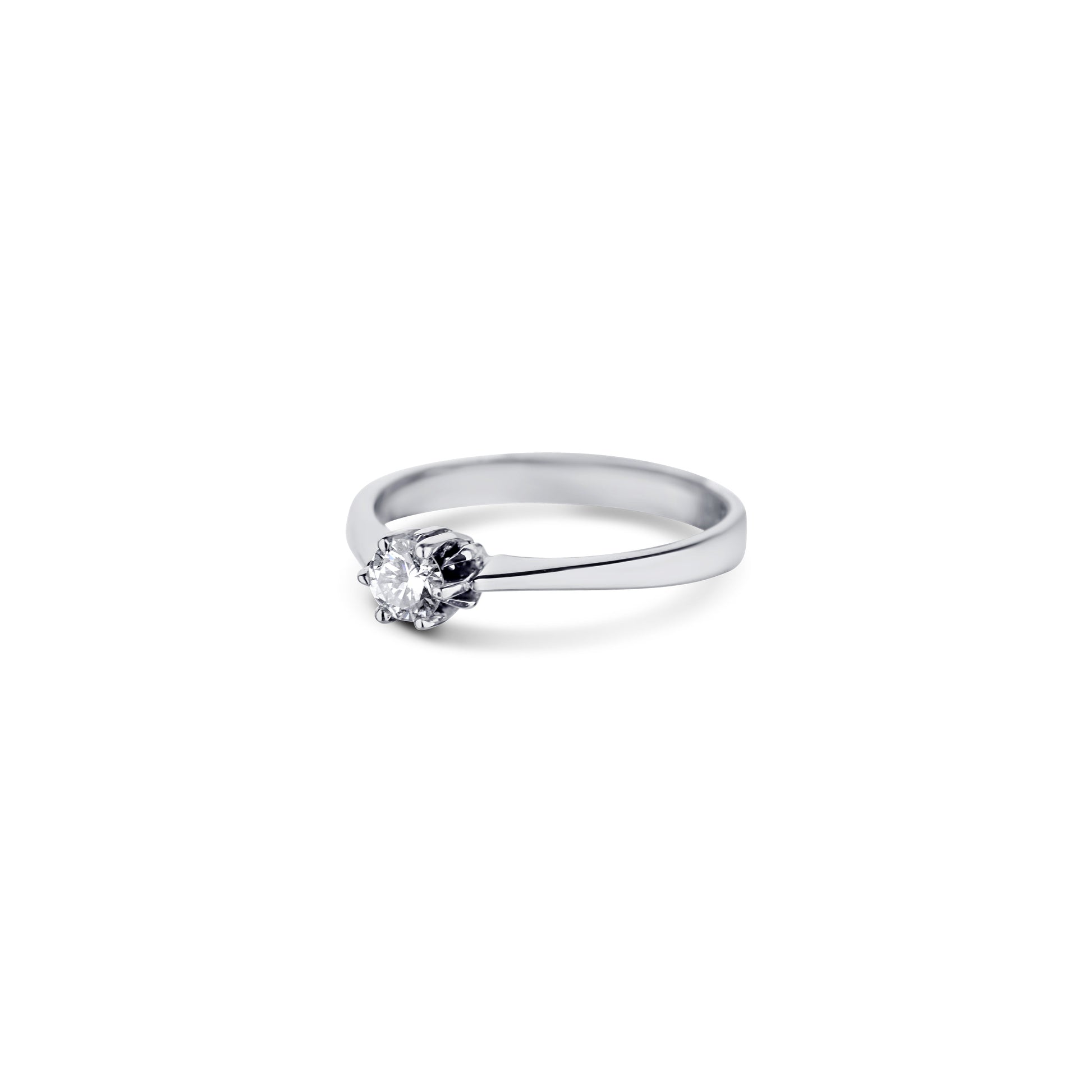 14K White Gold Round Cut Solitaire Engagement Ring