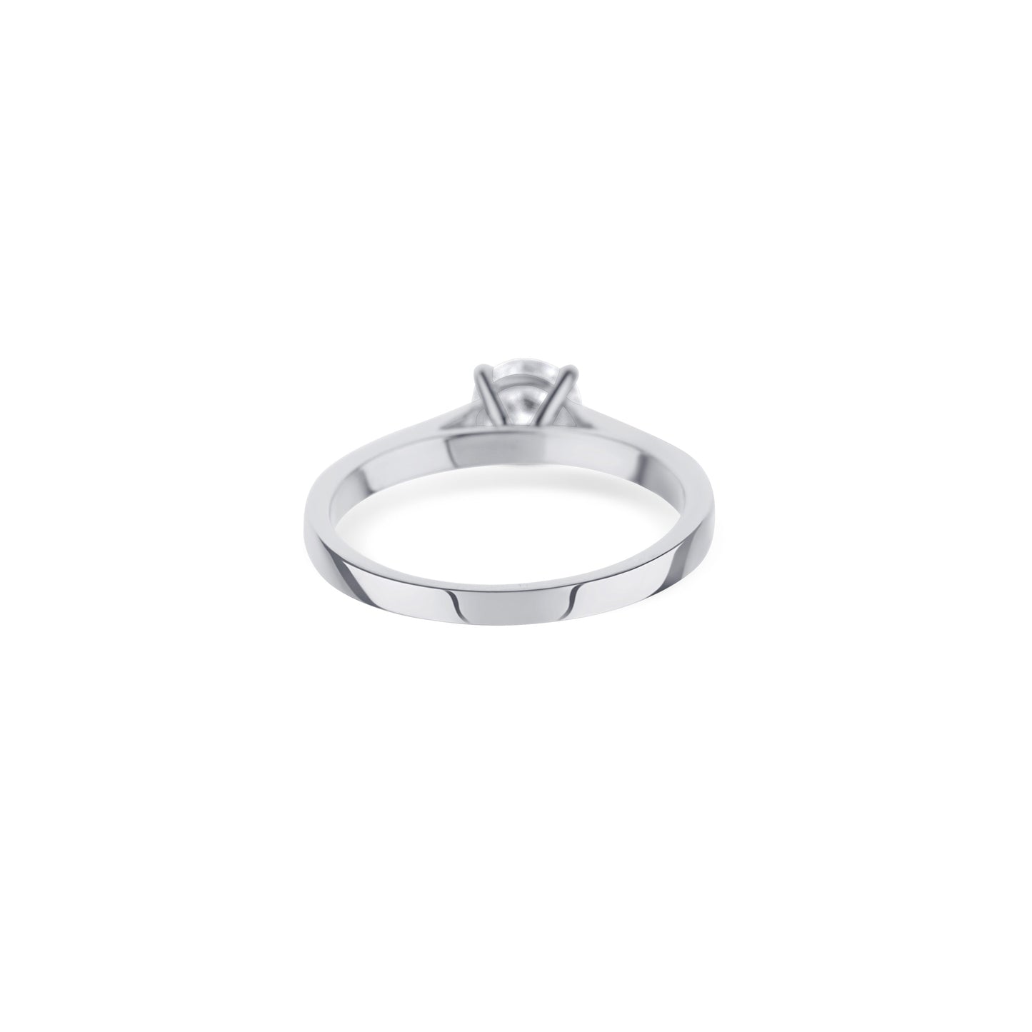 18K White Gold Ring With Round Diamond And A Cathedral Setting