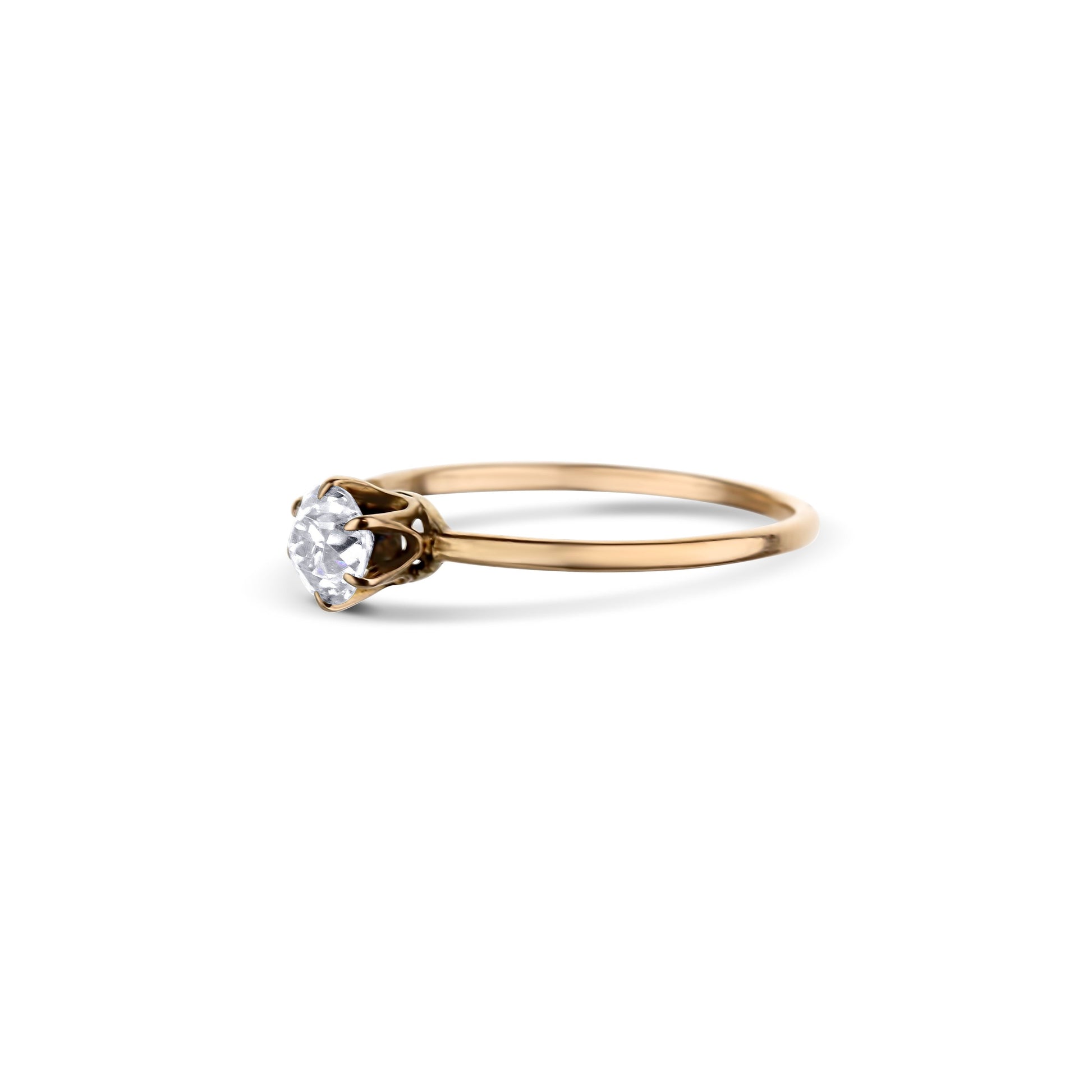 14K Rose Gold Old Euro Cut Diamond Solitaire