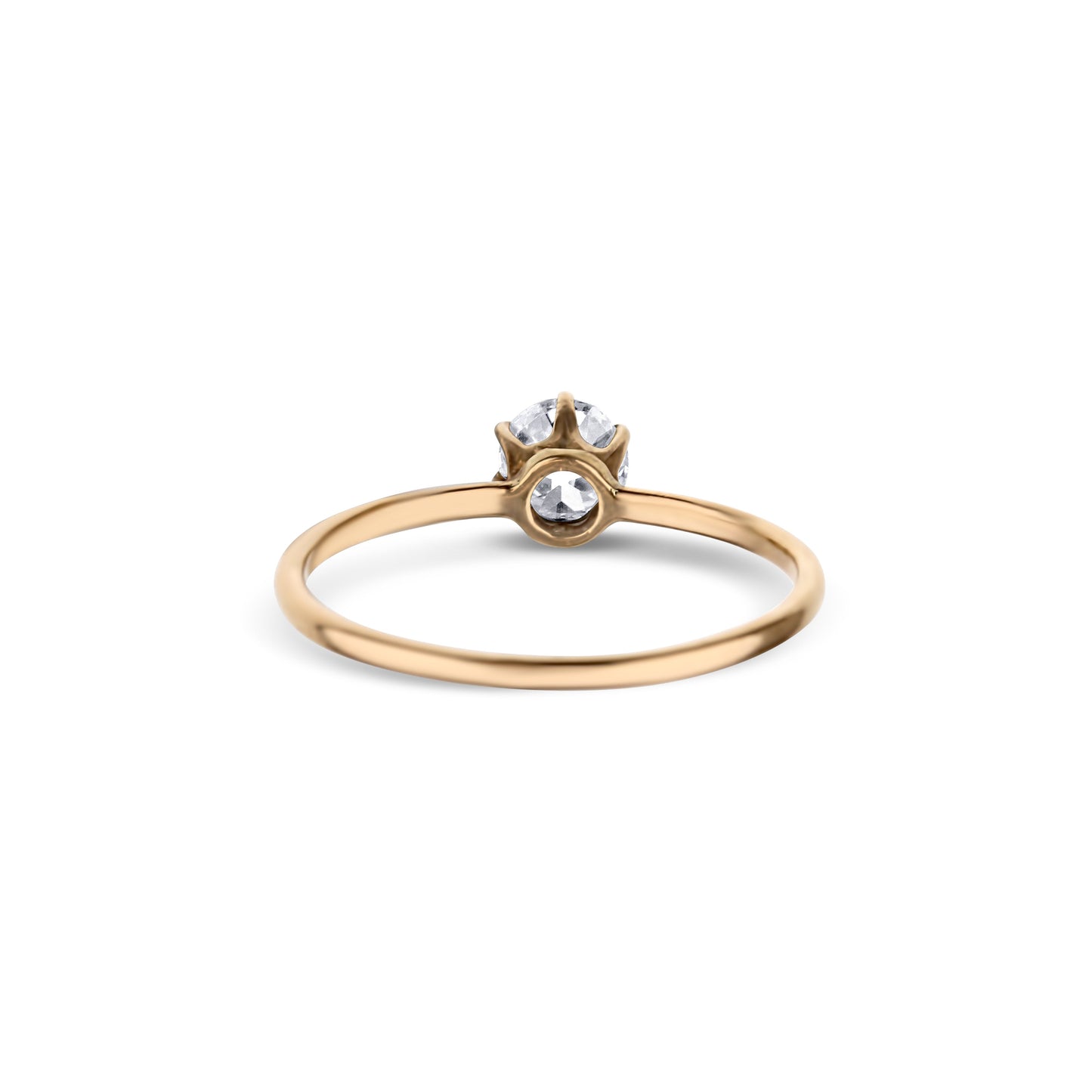 14K Rose Gold Old Euro Cut Diamond Solitaire