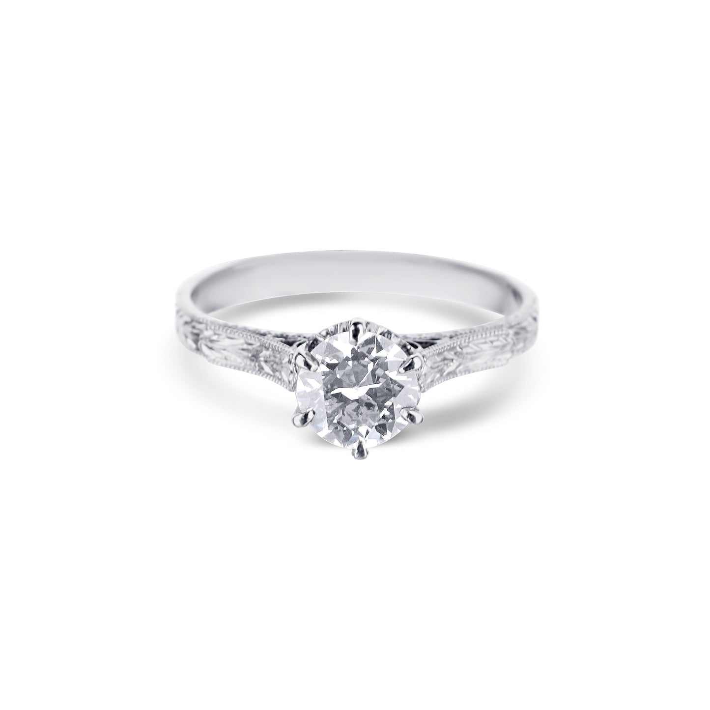 14K White Gold Round Diamond Ring