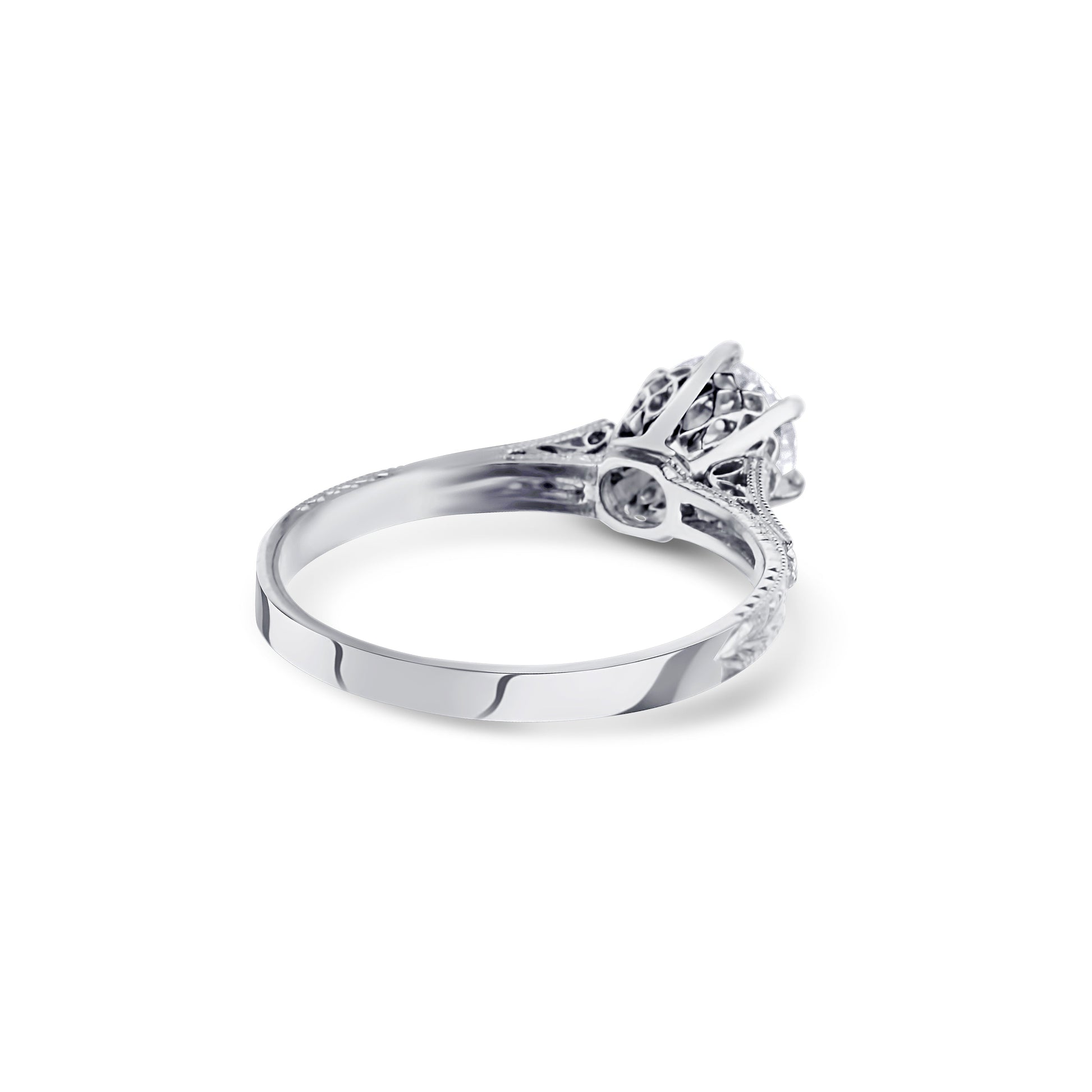 14K White Gold Round Diamond Ring