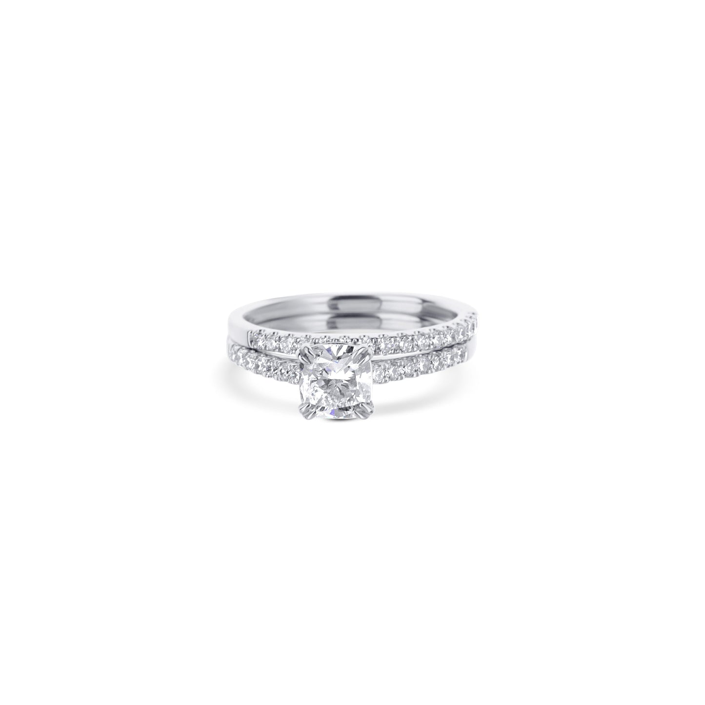 18K White Gold Round Diamond Solitaire Half Eternity Engagement Set