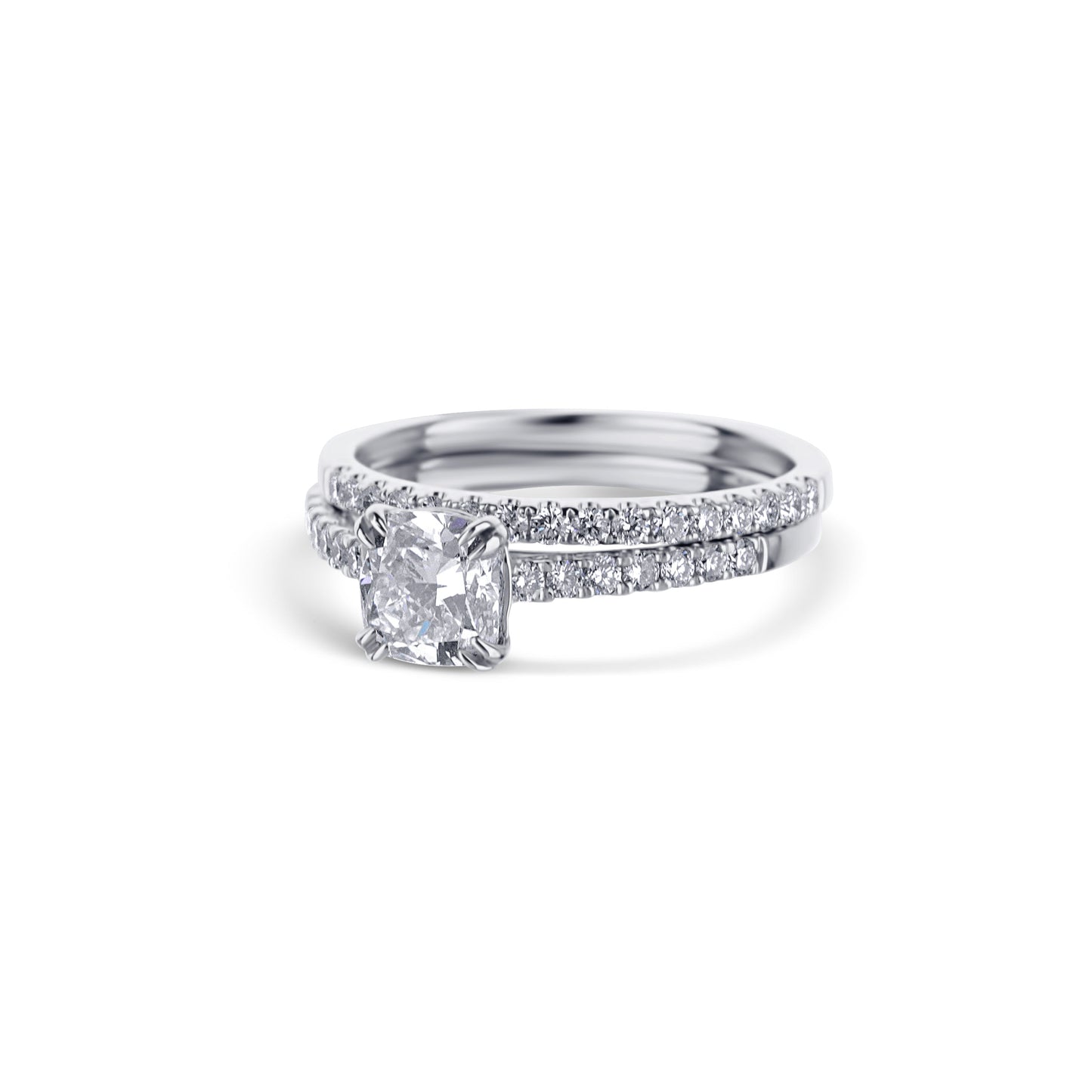 18K White Gold Round Diamond Solitaire Half Eternity Engagement Set