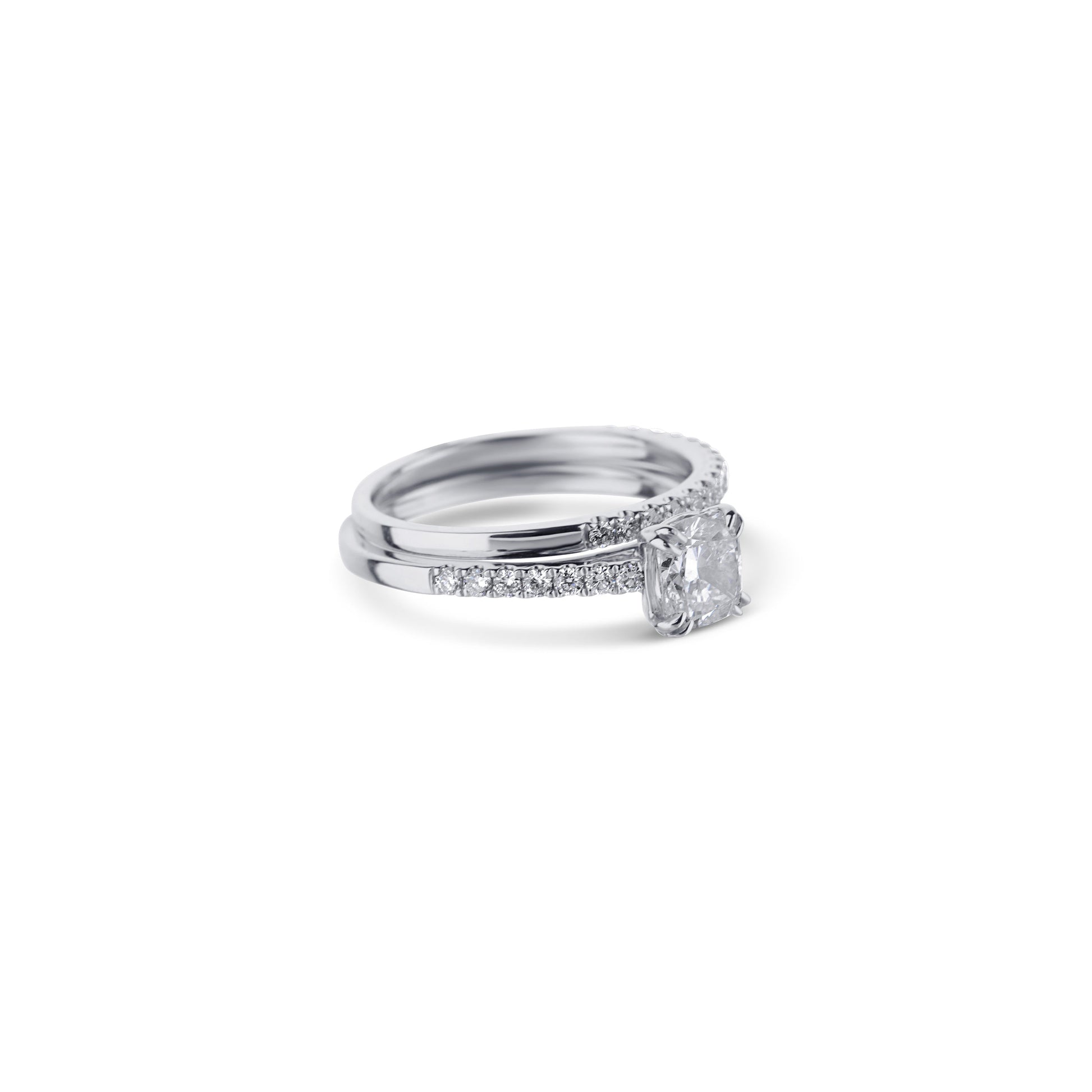 18K White Gold Round Diamond Solitaire Half Eternity Engagement Set