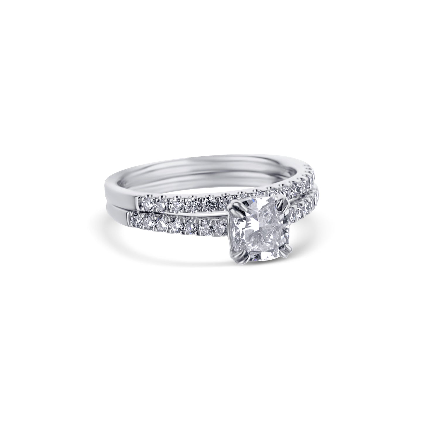 18K White Gold Round Diamond Solitaire Half Eternity Engagement Set