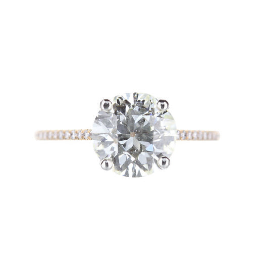 18K Rose Gold Round Diamond Engagement Ring With Round Diamond Accents