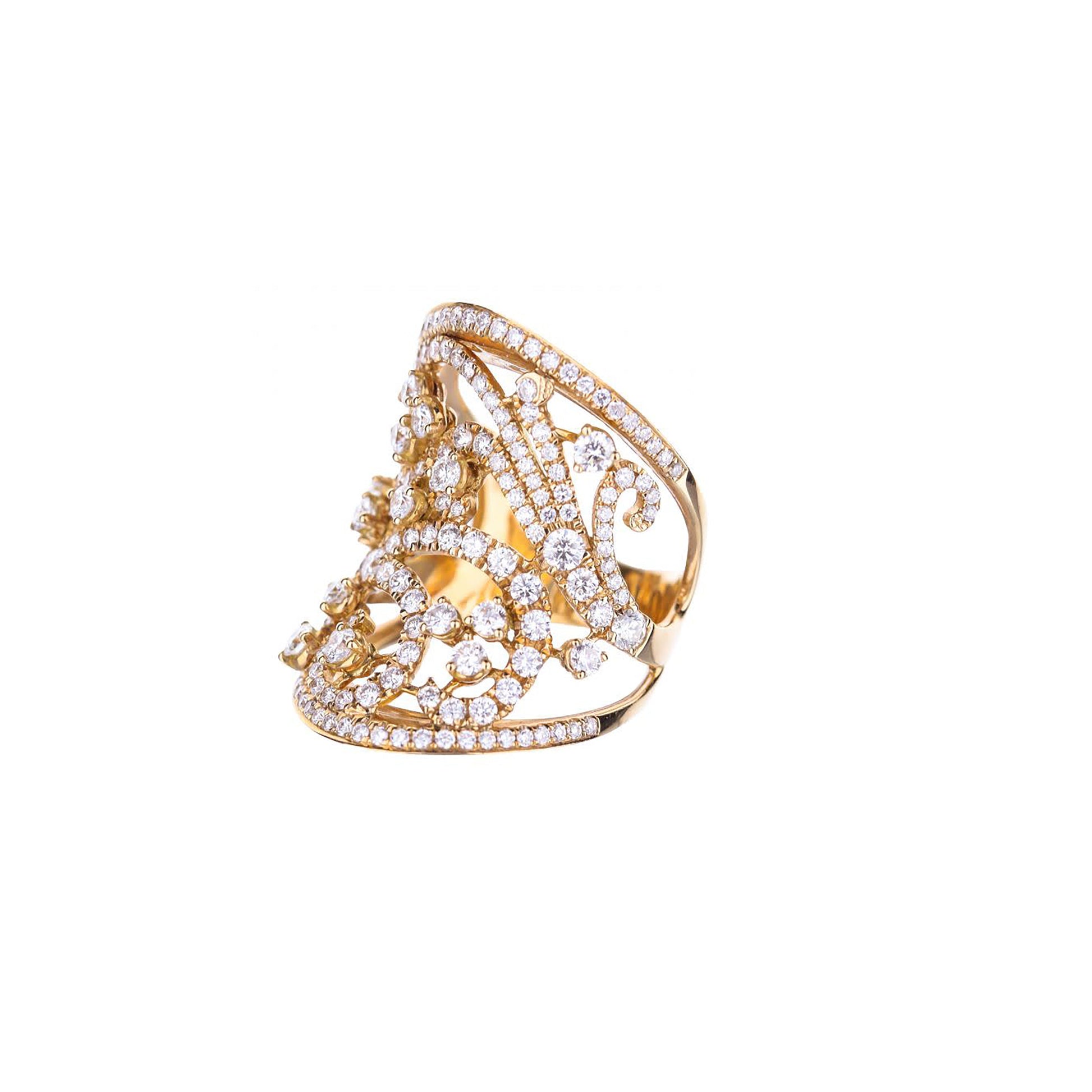 18K Rose Gold Round Diamond Swirl Ring