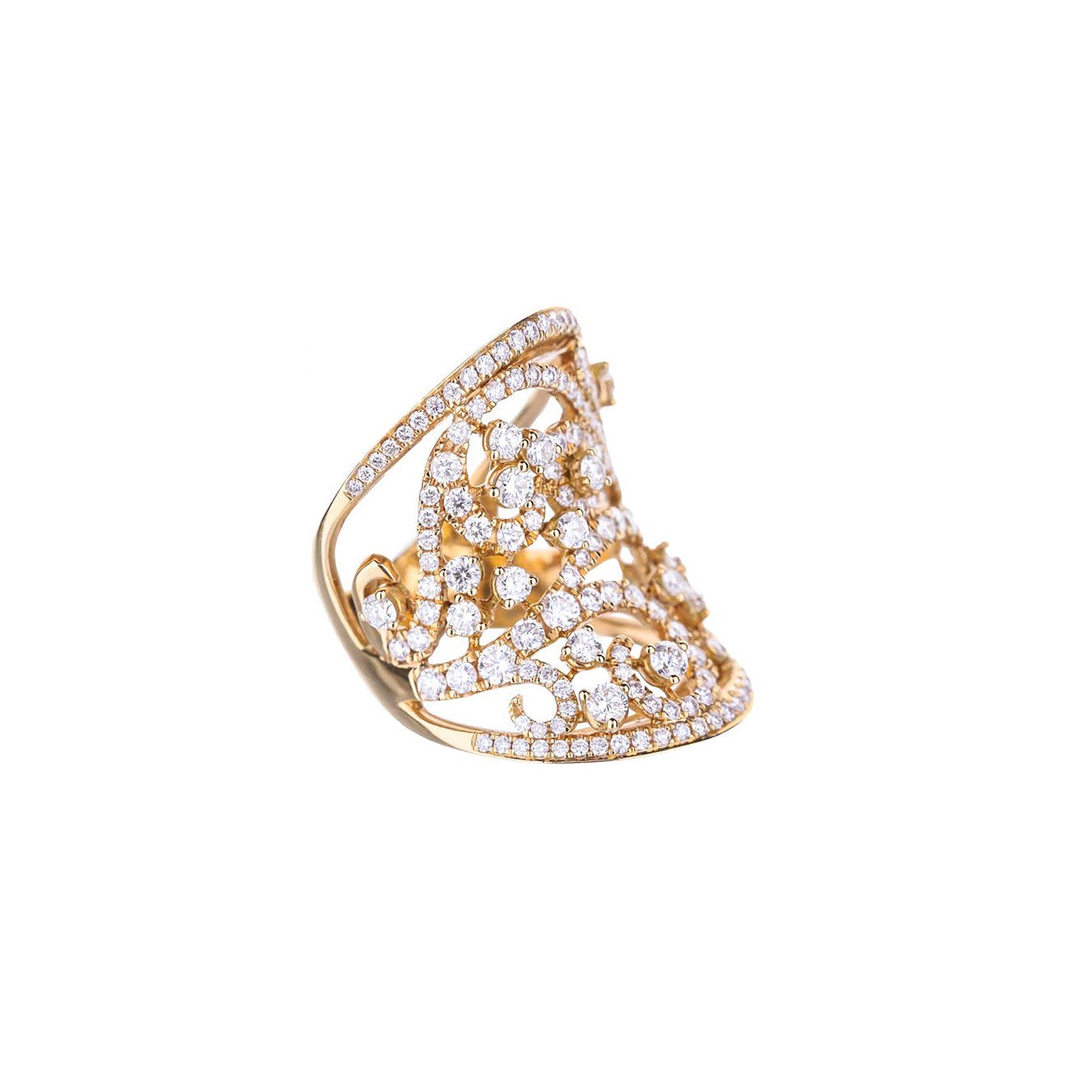 18K Rose Gold Round Diamond Swirl Ring