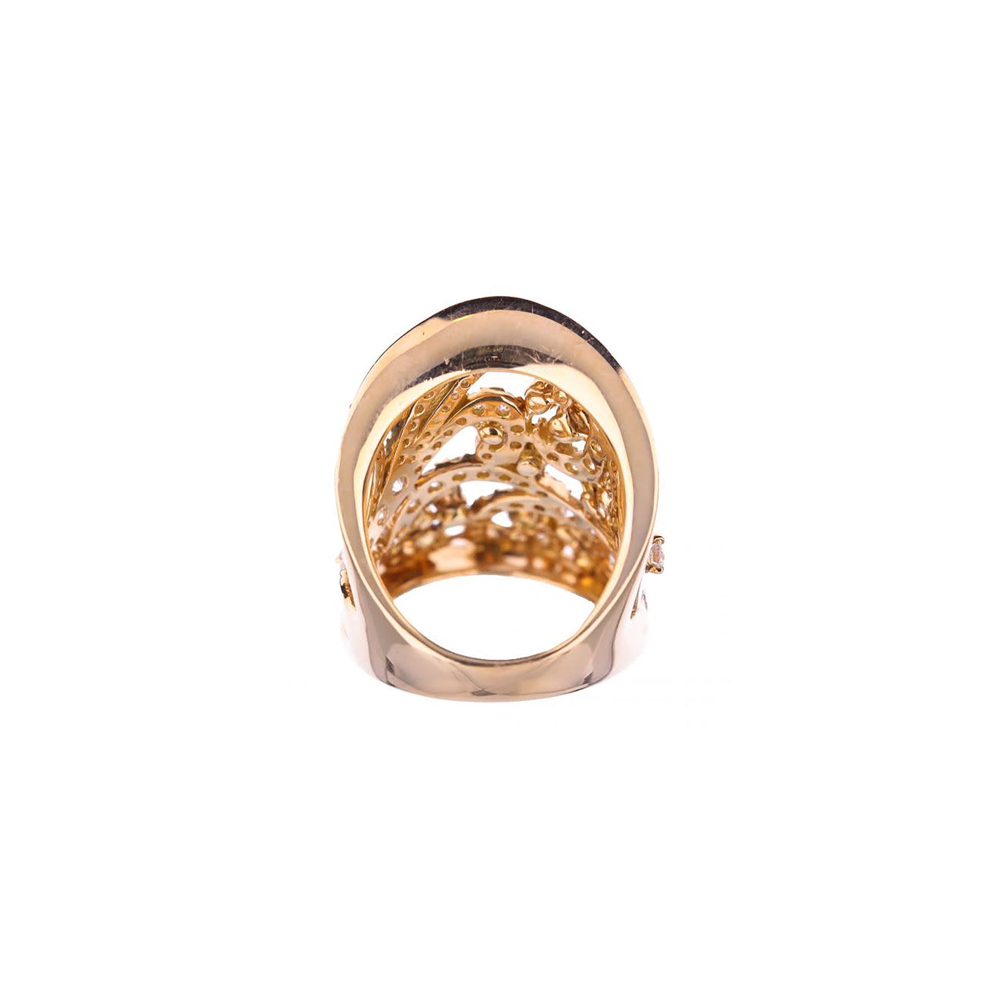 18K Rose Gold Round Diamond Swirl Ring