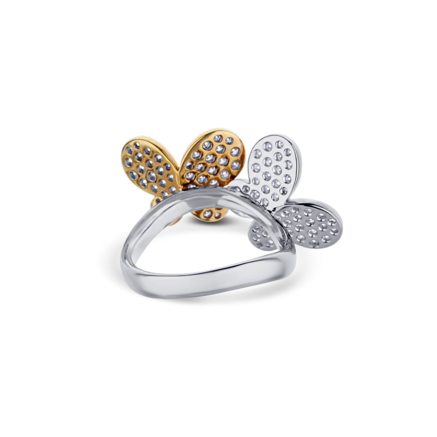 18K White & Rose Gold Pave Diamond Butterfly Ring