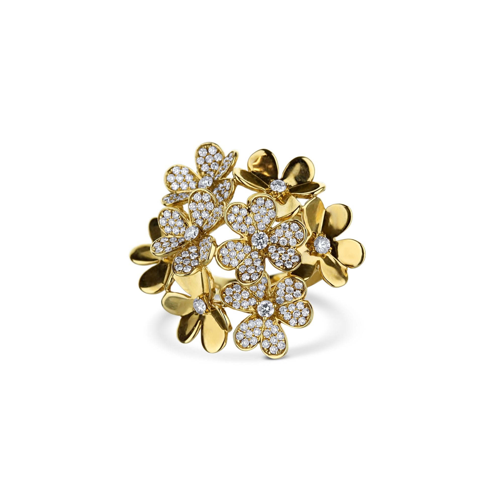 18K Yellow Gold Floral Bouquet Ring