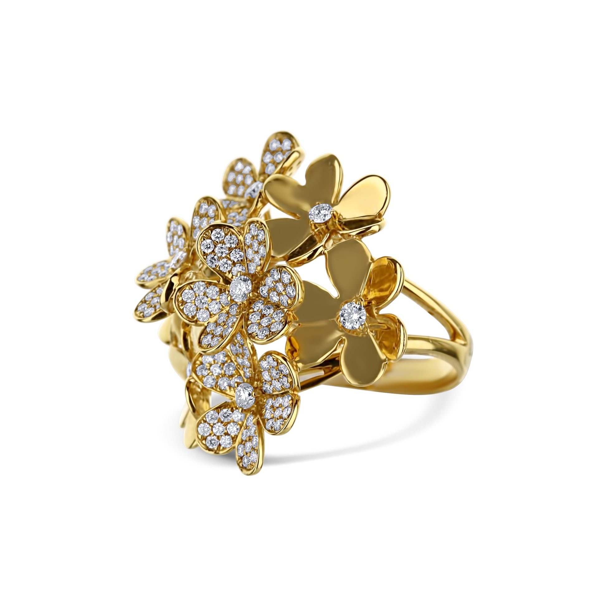 18K Yellow Gold Floral Bouquet Ring